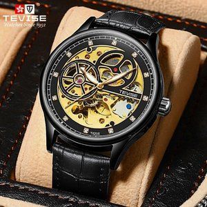 TEVISE Fashion Hollow Automatic Mechanical Watch Belt Temperament Watch